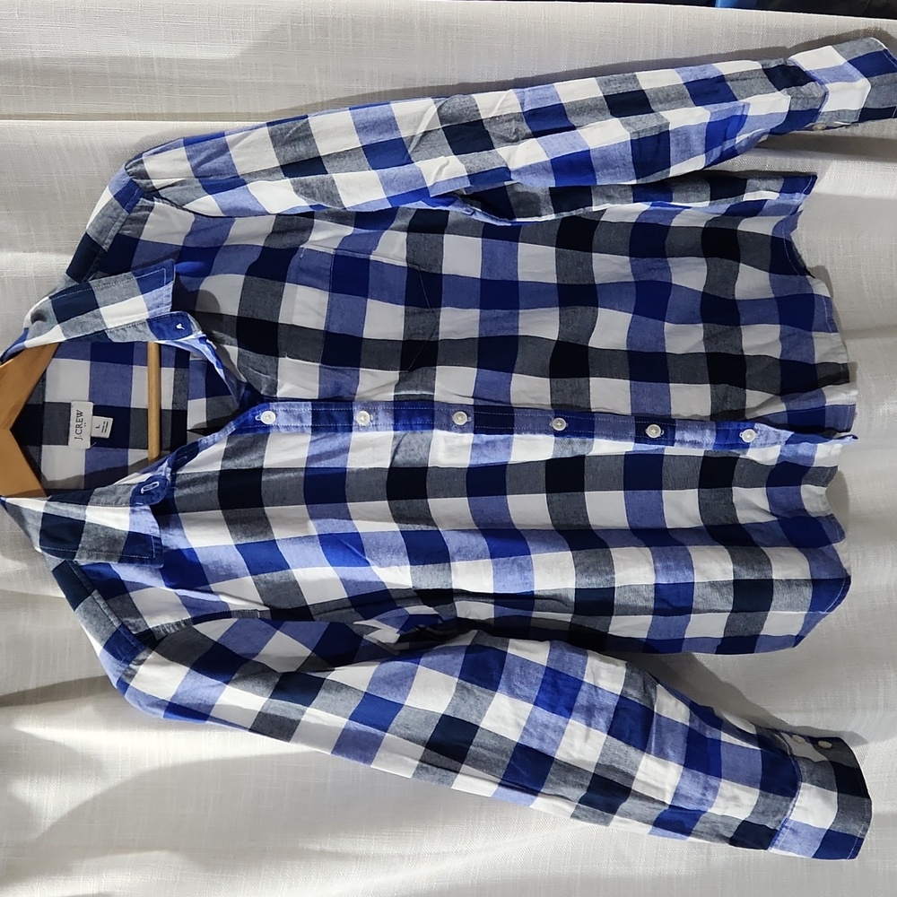 J. Crew Plaid Button Down Shirt L